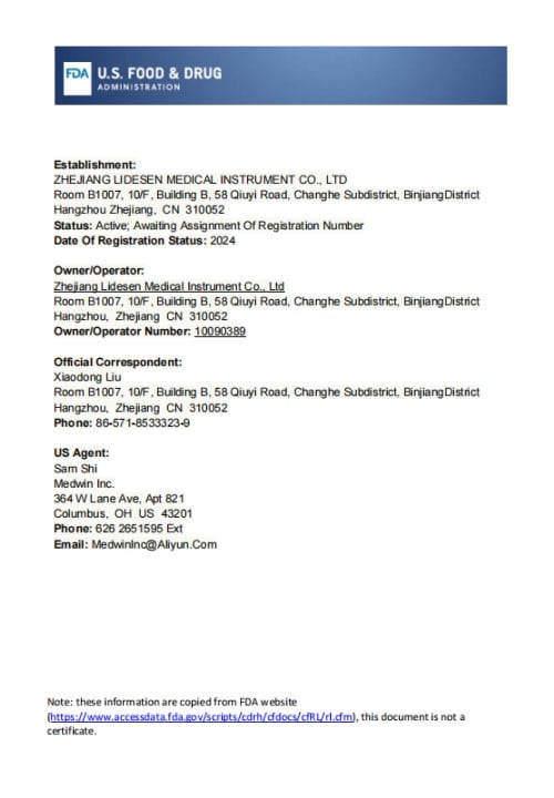 FDA Certificate